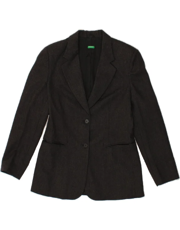 Women's Fashion Clothes BENETTON Womens 2 Button Blazer Jacket IT 44 Medium Black Virgin Wool Women's Fashion Clothes BENETTON Womens 2 Button Blazer Jacket IT 44 Medium Black Virgin Wool