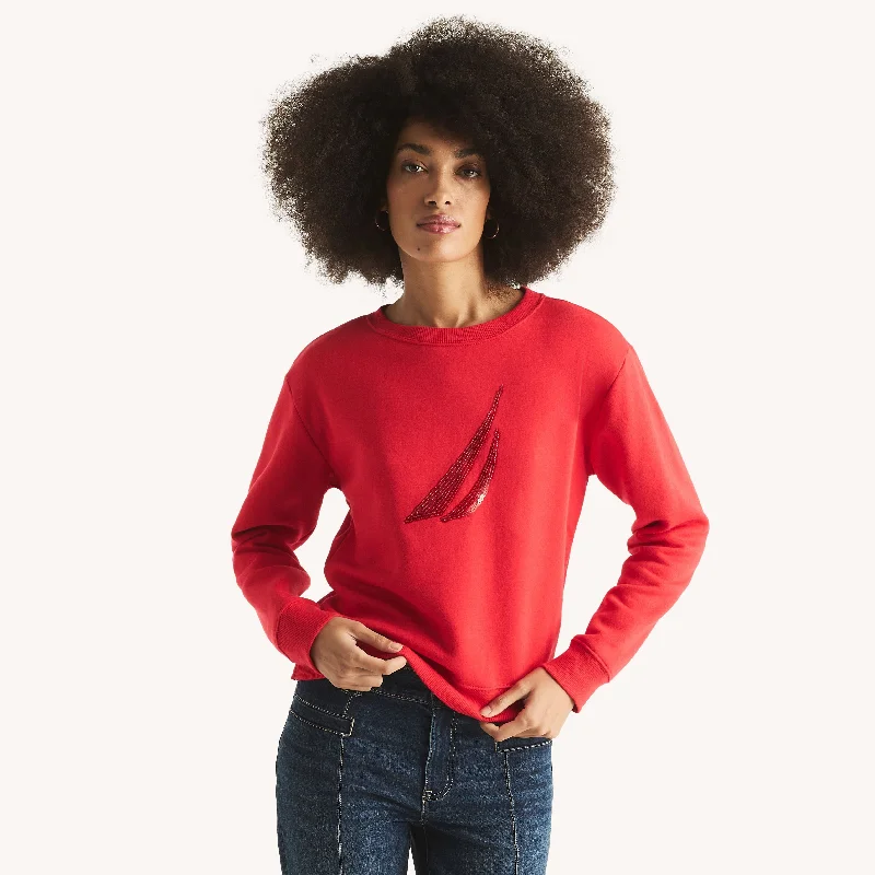 Massive Savings On New Arrivals Nautica Womens Sequin J-Class Sweatshirt
