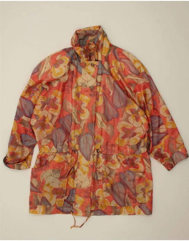 Women's Casual Wear Clothes VINTAGE Womens Overcoat UK 18 XL Orange Floral