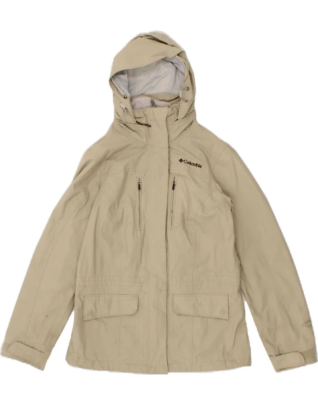 Best Clearance Sales Right Now COLUMBIA Womens Hooded Windbreaker Jacket UK 6 XS Beige Nylon