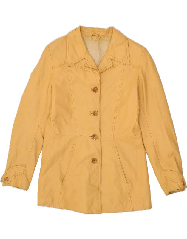 Flash Sales This Week VINTAGE Womens Leather Jacket IT 44 Medium Beige