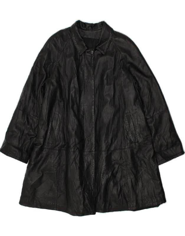 Sale For Women CONBIPEL Womens Leather Coat IT 48 XL Black Leather