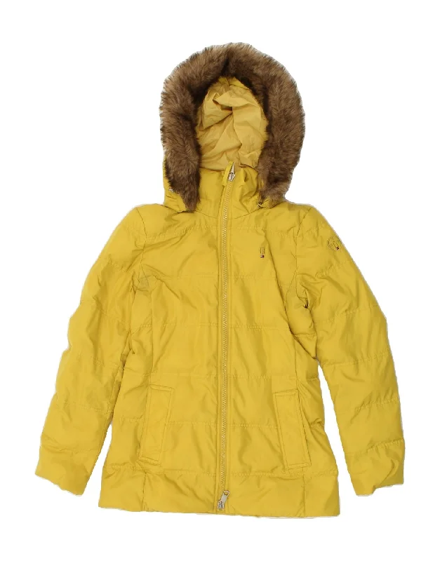 Modern Women's Attire TOMMY HILFIGER Womens Hooded Padded Jacket UK 10 Small Yellow Polyester