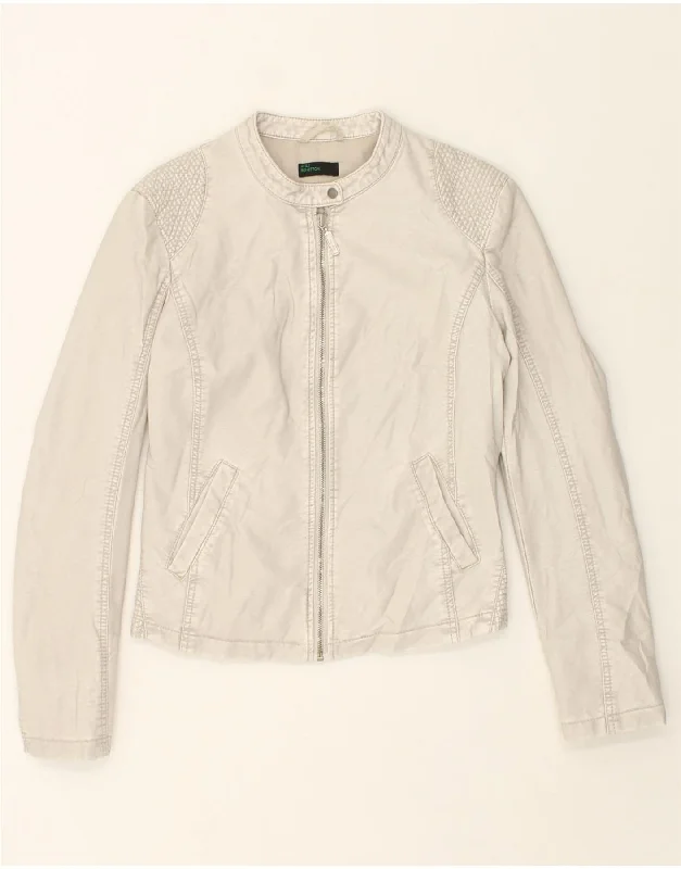 Women's Cozy Outfit For Lounging BENETTON Womens Crop Leather Jacket UK 10 Small Grey Women's Cozy Outfit For Lounging BENETTON Womens Crop Leather Jacket UK 10 Small Grey