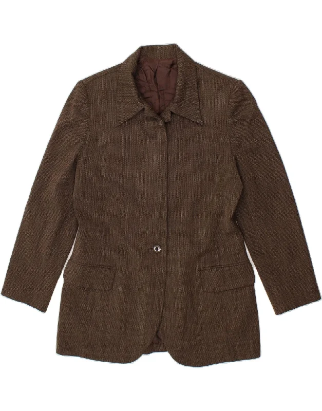 Women's Plus-Size Outfit HOBBS Womens 1 Button Blazer Jacket UK 14 Large  Brown Wool