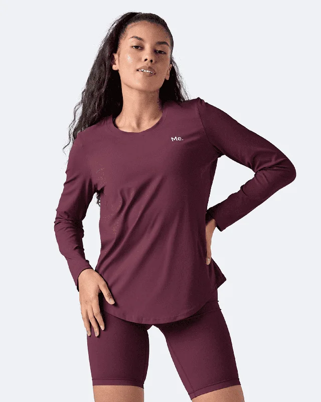 Relaxed Style Burgundy Long Sleeve