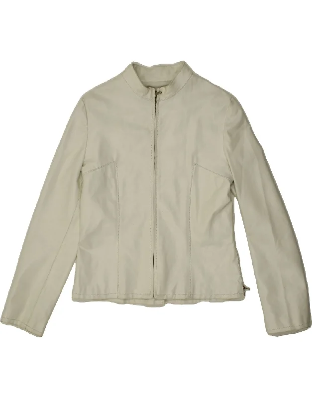 Online Boutiques VINTAGE Womens Leather Jacket UK 14 Large White