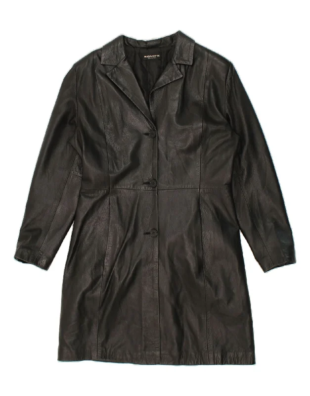 Athleisure Wear EQUIPE Womens Leather Coat IT 46 Large Black Leather