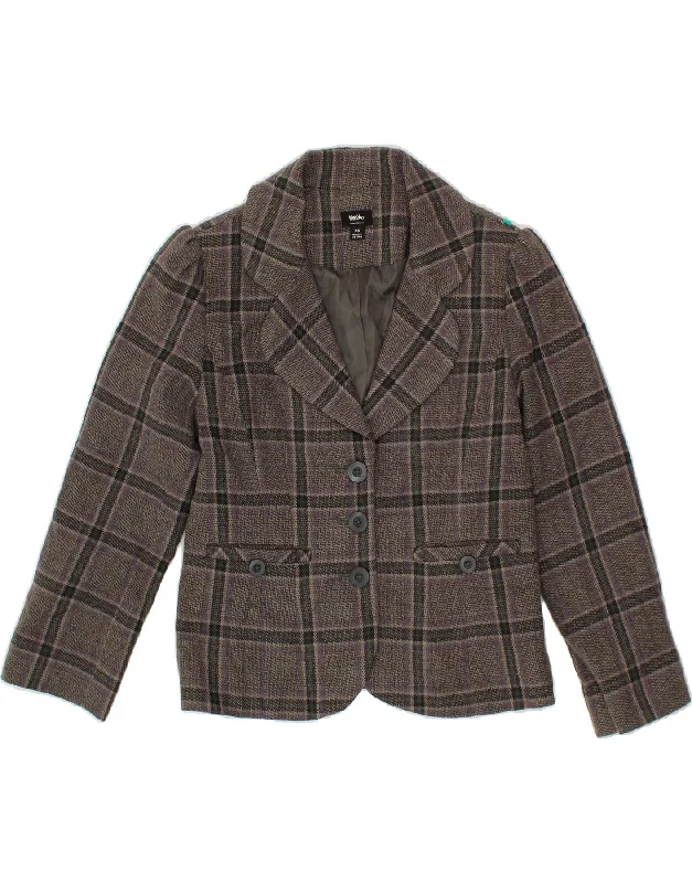 Women's Stylish Outerwear MOSSIMO Womens 3 Button Blazer Jacket UK 6 XS Grey Check Acrylic