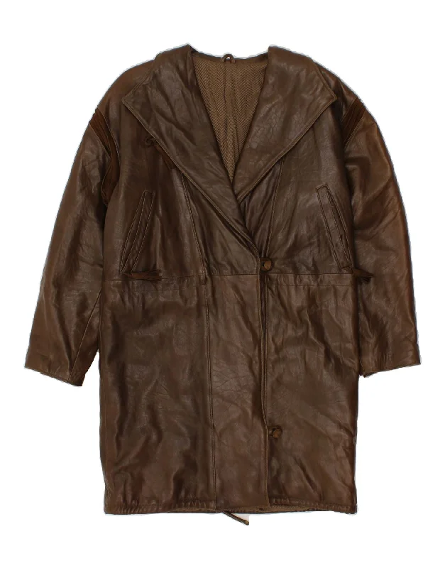 Chic Women's Clothing for Date Nights VINTAGE Womens Leather Coat IT 40 Small Brown Leather Chic Women's Clothing for Date Nights VINTAGE Womens Leather Coat IT 40 Small Brown Leather