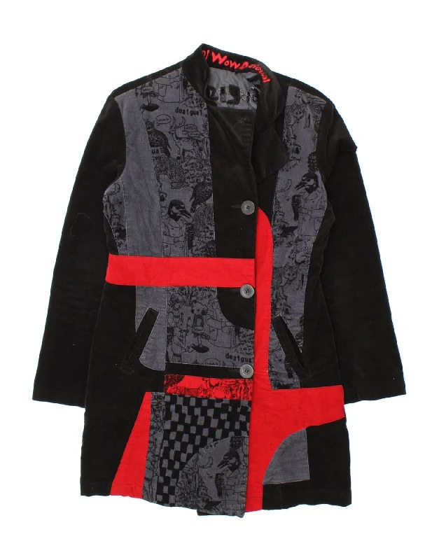 Women's Trendy Clothing DESIGUAL Womens Graphic Overcoat EU 42 Large Black Patchwork Cotton Women's Trendy Clothing DESIGUAL Womens Graphic Overcoat EU 42 Large Black Patchwork Cotton