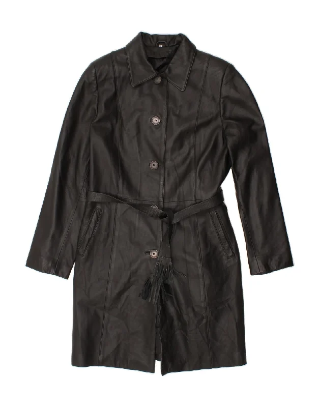Chic Women's Clothing for Date Nights VINTAGE Womens Leather Coat IT 44 Medium Black Leather Chic Women's Clothing for Date Nights VINTAGE Womens Leather Coat IT 44 Medium Black Leather