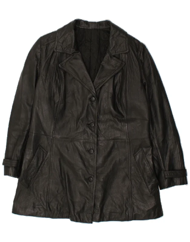 Sale Clothes Online VINTAGE Womens Leather Jacket UK 16 Large Black