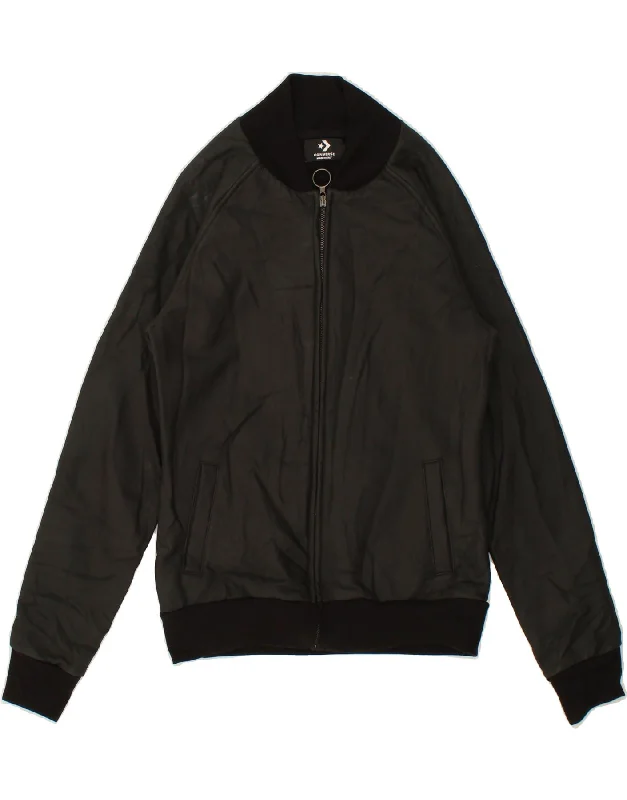 Women's Stylish Vacation Attire CONVERSE Womens Graphic Bomber Jacket UK 10 Small Black Cotton