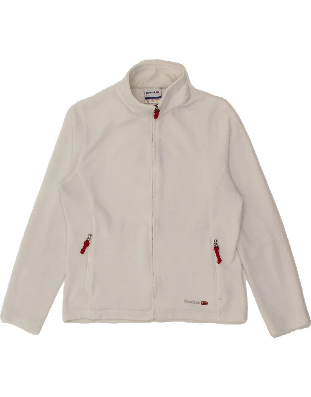 Women's Resort Attire REEBOK Womens Fleece Jacket UK 12 Medium White Polyester
