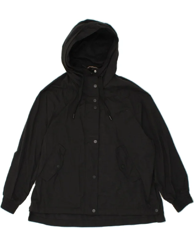 Women's Holiday Outfit VINTAGE Womens Oversized Hooded Rain Jacket EU 36 Small Black