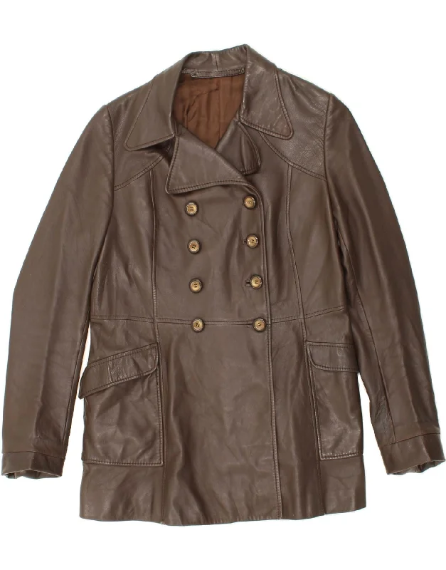 Women's Chic Outerwear Outfit VINTAGE Womens Leather Jacket UK 12 Medium Brown