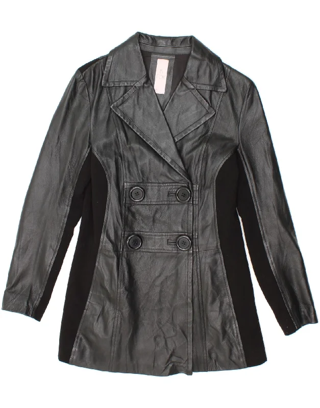 Women's Clothing Outfit Set VINTAGE Womens Leather Coat UK 10 Small Black Colourblock Leather Women's Clothing Outfit Set VINTAGE Womens Leather Coat UK 10 Small Black Colourblock Leather