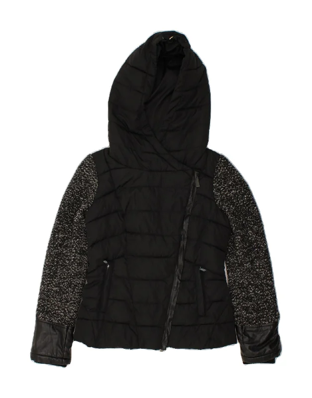 Women's Elegant Evening Outfit PINKO Womens Hooded Padded Jacket UK 10 Small Black Colourblock Polyester