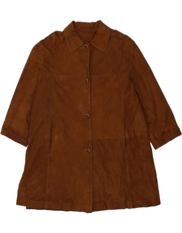 Online Clothing Stores VINTAGE Womens Leather Coat IT 52 2XL Brown Leather