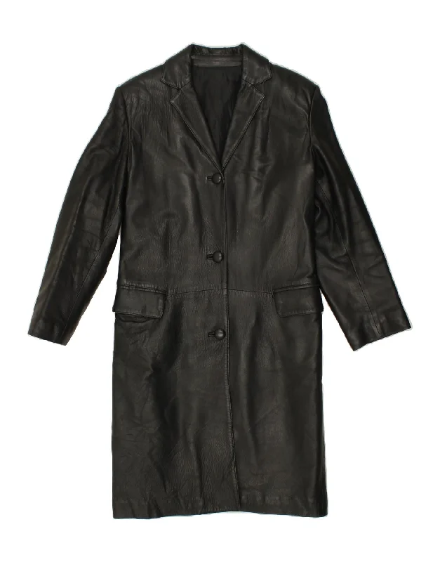Women's Activewear Apparel VINTAGE Womens Leather Coat IT 42 Medium Black