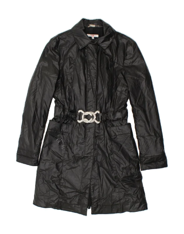 Affordable Women's Fashion VERSACE Womens Trench Coat UK 16 Large Black Cotton