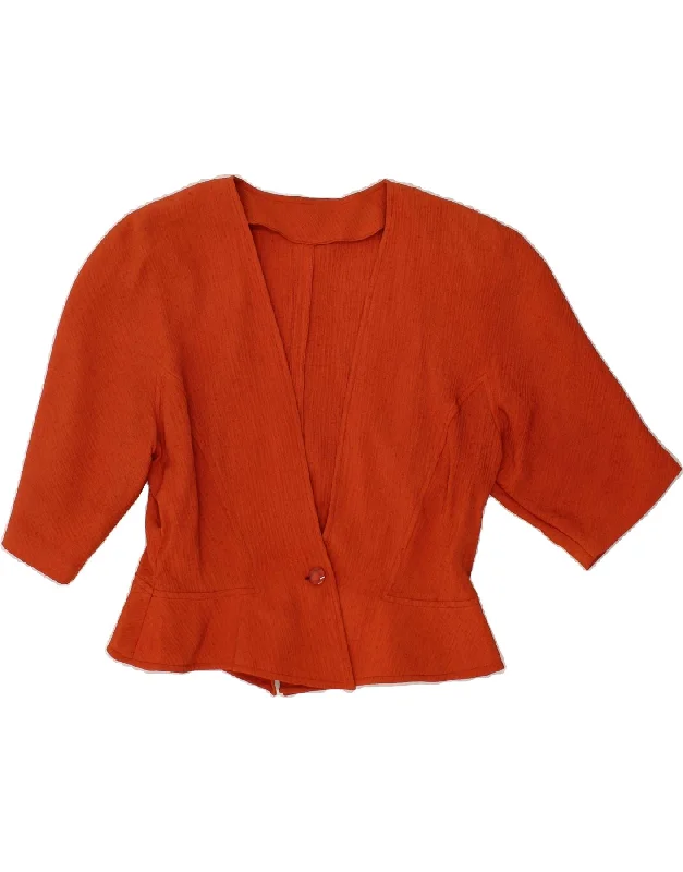Stylish Outerwear Clothes For Women VINTAGE Womens Short Sleeve 1 Button Blazer Jacket UK 12 Medium Orange