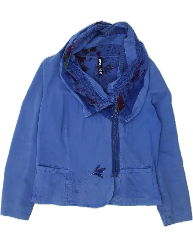 Women's Luxury Attire DESIGUAL Womens Full Zip Blazer Jacket EU 44 XL Blue
