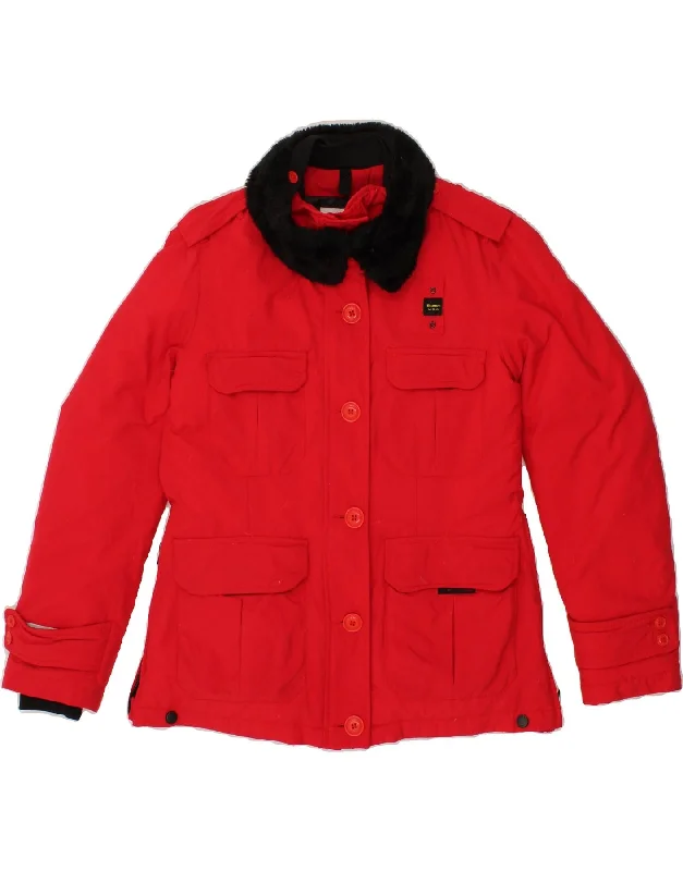 Women's Tailored Outfit BLAUER Womens Padded Jacket UK 16 Large Red Polyester