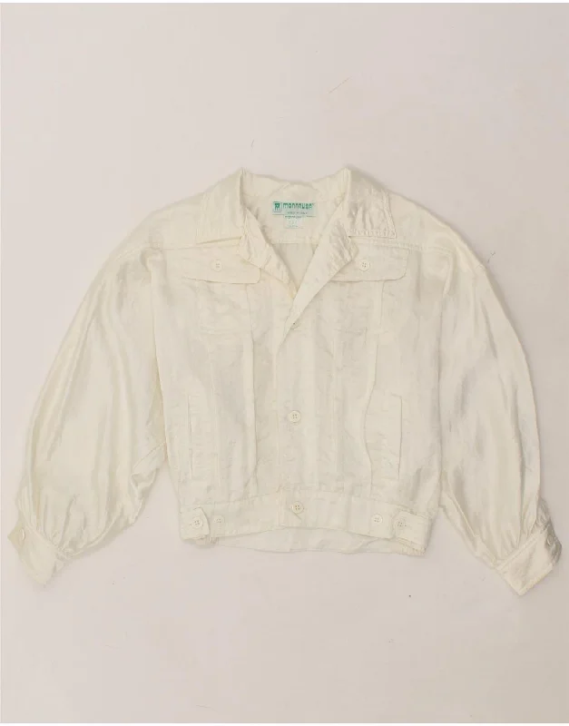 Women's Everyday Apparel VINTAGE Womens Crop Bomber Jacket IT 32 2XS Off White Polyamide Women's Everyday Apparel VINTAGE Womens Crop Bomber Jacket IT 32 2XS Off White Polyamide