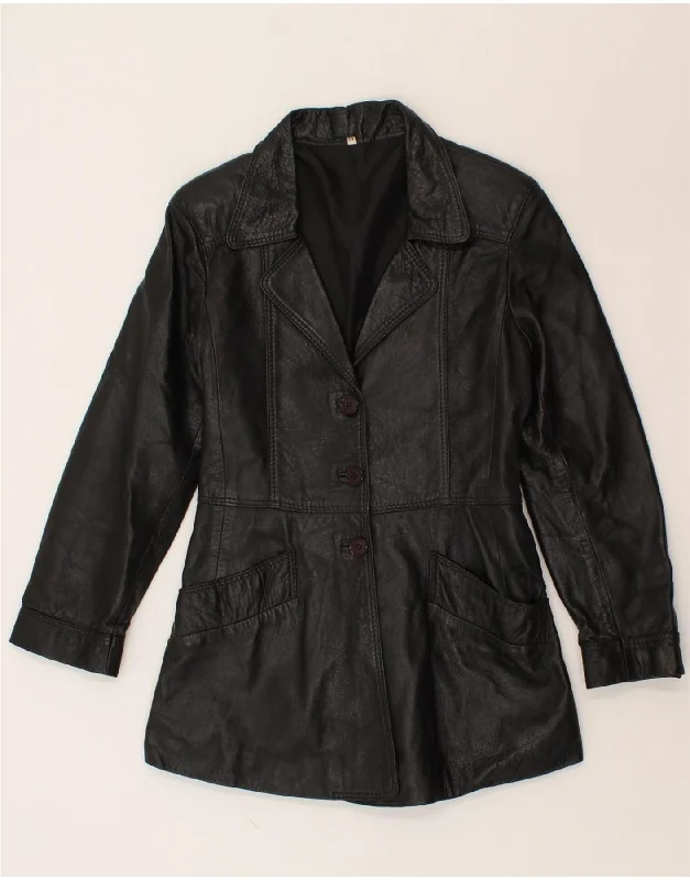 Women's Clothing For Everyday Wear VINTAGE Womens Leather Jacket IT 42 Medium Black