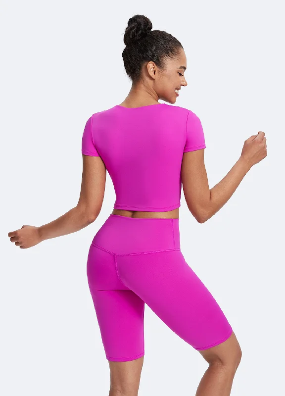 Fashionable Comfort Promotions Round Neck Crop Top