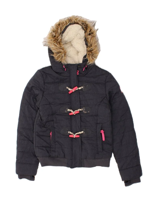 Women's Active Outfit For Fitness SUPERDRY Womens Hooded Padded Jacket UK 14 Medium Navy Blue Polyester Women's Active Outfit For Fitness SUPERDRY Womens Hooded Padded Jacket UK 14 Medium Navy Blue Polyester
