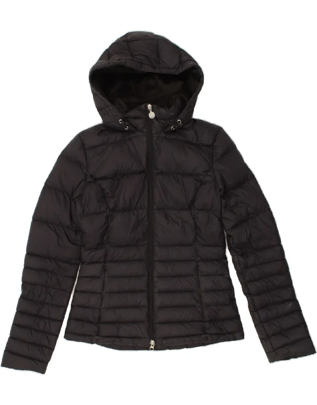 Chic Casual Style EMPORIO ARMANI Womens Hooded Padded Jacket UK 12 Medium Black Polyamide Chic Casual Style EMPORIO ARMANI Womens Hooded Padded Jacket UK 12 Medium Black Polyamide