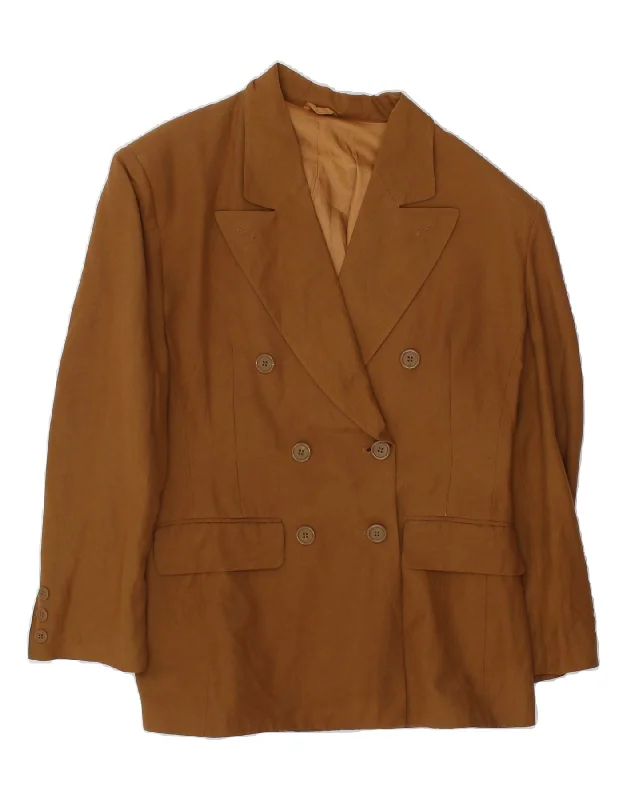 Unique Women's Fashion Pieces BENETTON Womens Double Breasted Blazer Jacket IT 44 Medium Brown Linen Unique Women's Fashion Pieces BENETTON Womens Double Breasted Blazer Jacket IT 44 Medium Brown Linen