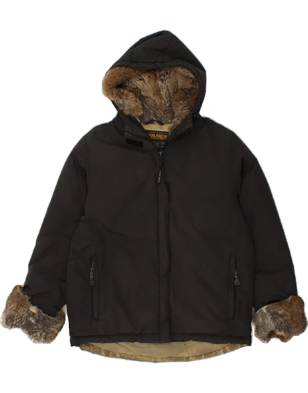 Women's Work Outfit WOOLRICH Womens Hooded Padded Jacket UK 14 Medium Grey