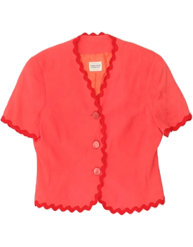 Women's Stylish Outdoor Outfit BENETTON Womens Short Sleeve 3 Button Blazer Jacket IT 44 Medium Pink Women's Stylish Outdoor Outfit BENETTON Womens Short Sleeve 3 Button Blazer Jacket IT 44 Medium Pink