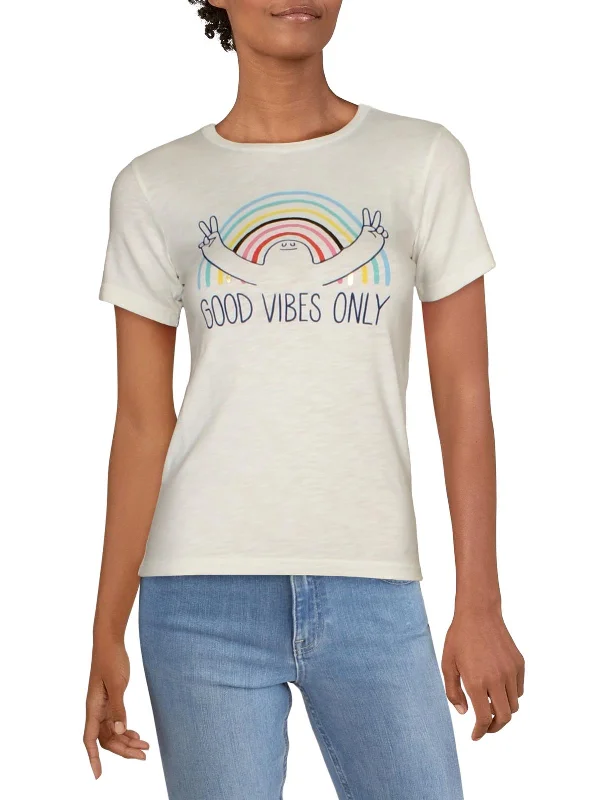 Holiday Attire Sale Juniors Good Vibes Only Womens Graphic Short Sleeve T-Shirt
