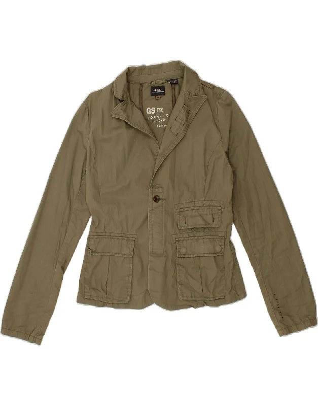 Women's Evening Wear for Special Occasions G-STAR Womens Graphic 1 Button Blazer Jacket UK 12 Medium Khaki Cotton