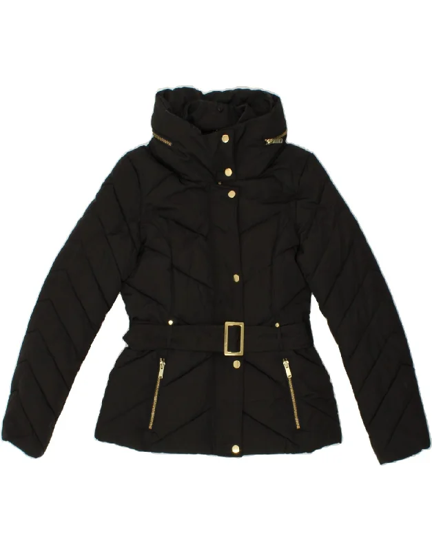 Seasonal Women's Fashion Trends OASIS Womens Padded Jacket UK 10 Small Black Polyester