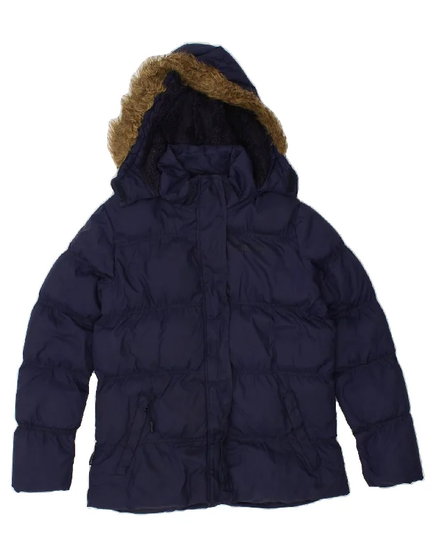 Sustainable Women's Clothes MOUNTAIN WAREHOUSE Womens Hooded Padded Jacket UK 12 Medium  Navy Blue