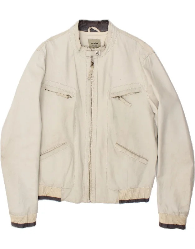 Chic Women's Clothing for Work and Travel CONBIPEL Womens Leather Jacket IT 54 3XL Off White Leather Chic Women's Clothing for Work and Travel CONBIPEL Womens Leather Jacket IT 54 3XL Off White Leather