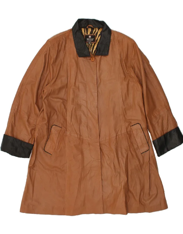 Affordable Online Boutique VINTAGE Womens Leather Coat UK 20 2XL Brown Leather