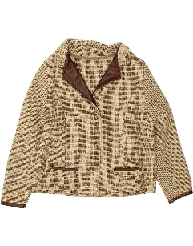 Stylish Women's Clothing VINTAGE Womens 3 Button Blazer Jacket UK 14 Large Beige