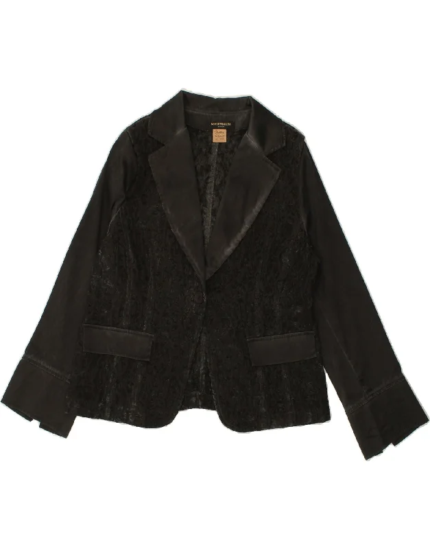 Women Clothes SCHIFFHAUER MUNICH Womens 1 Button Blazer Jacket UK 14 Medium Black Floral