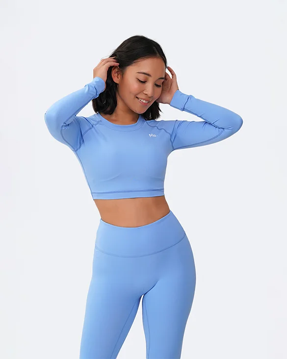 Vibrant Style Promotions Bubble Blue Cropped Long Sleeve