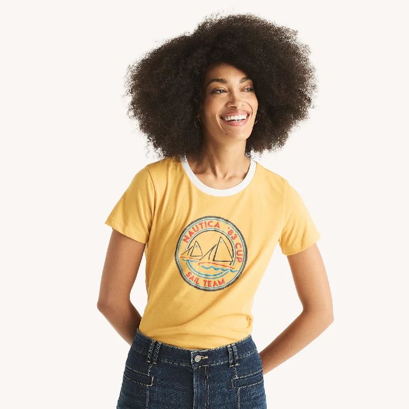 Trendy Threads Nautica Womens 83 Cup Sail Team Graphic T-Shirt