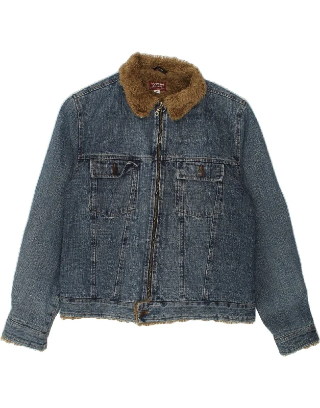 Comfortable Casual Wear WPM Womens Sherpa Denim Jacket UK 18 XL Blue