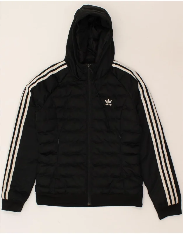Online Boutiques Best ADIDAS Womens Hooded Padded Jacket UK 10 Small Black Polyester