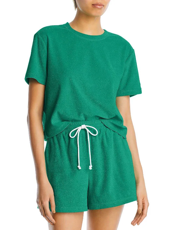 Big Savings On Must-Have Items Womens Terry Cloth Crewneck Cropped